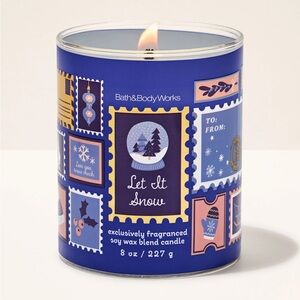 Bath & Body Works 'Let It Snow' Single Wick Candle w Decorative Metal Lid New